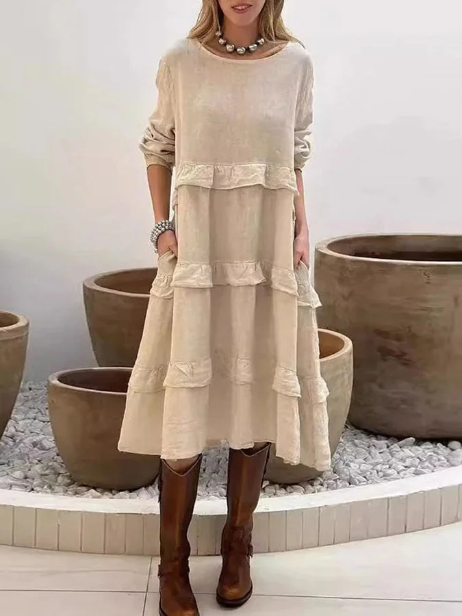 Women's Vintage Casual Solid Color Dress