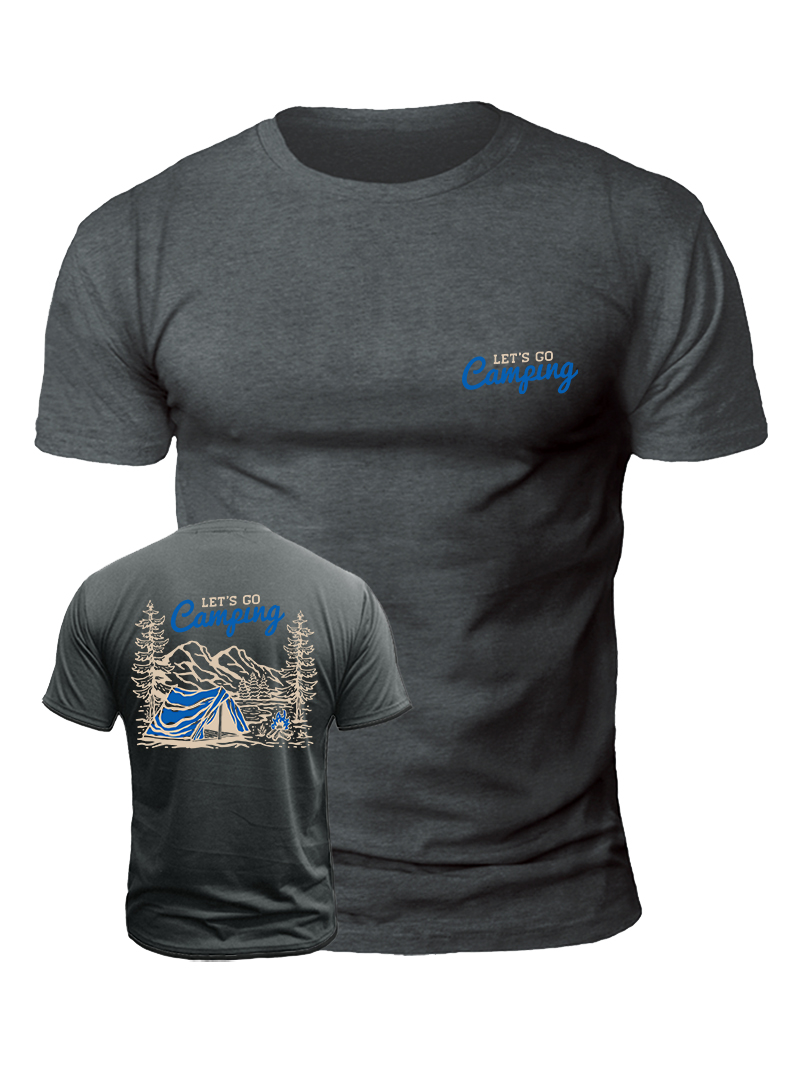 Men's Let's Go Camping Print Casual Short Sleeve T-shirt