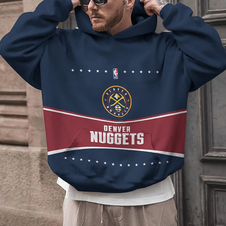 Denver Nuggets  Printed Hooded Pocket Pullover Hoodie