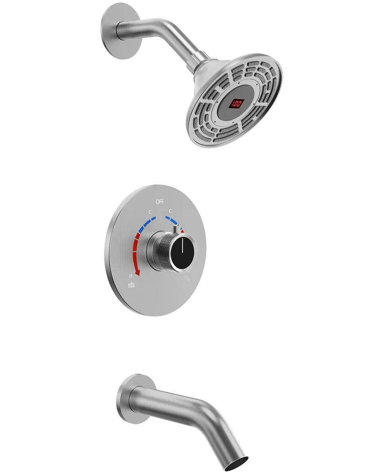 SFS-1018-NK5 EVERSTEIN Digital display constant temperature shower faucet with rough valve in Brushed Nickel