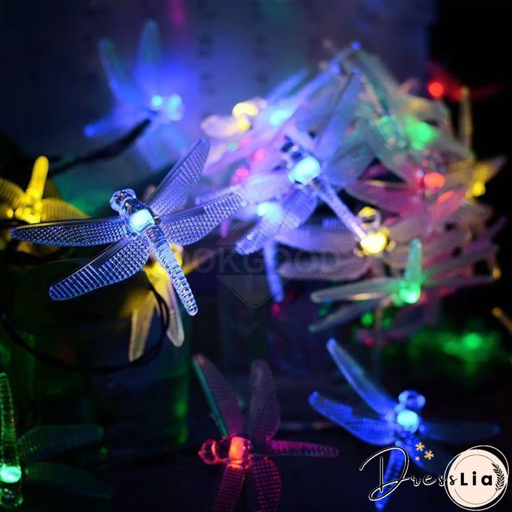 Color-Changing Solar Dragonfly String Lights