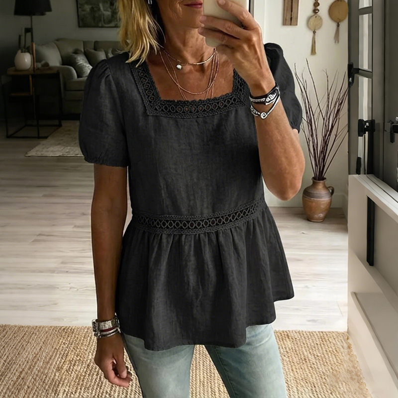 Women's Vintage Elegant Openwork Cotton And Linen Top elevenforest