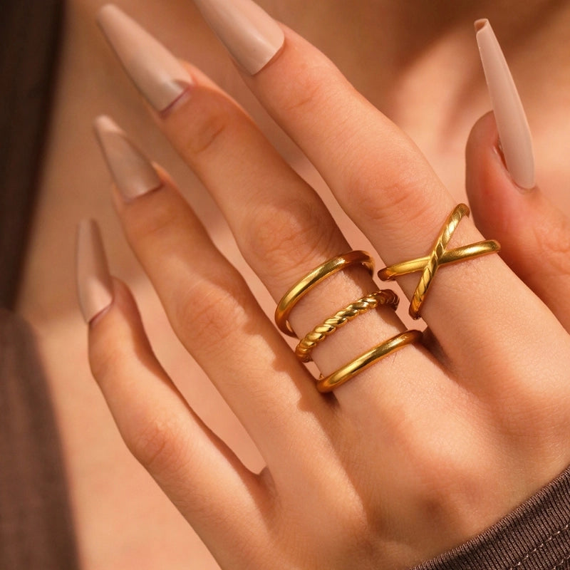 Hip-Hop Retro Solid Color 304 Stainless Steel Plating Rings