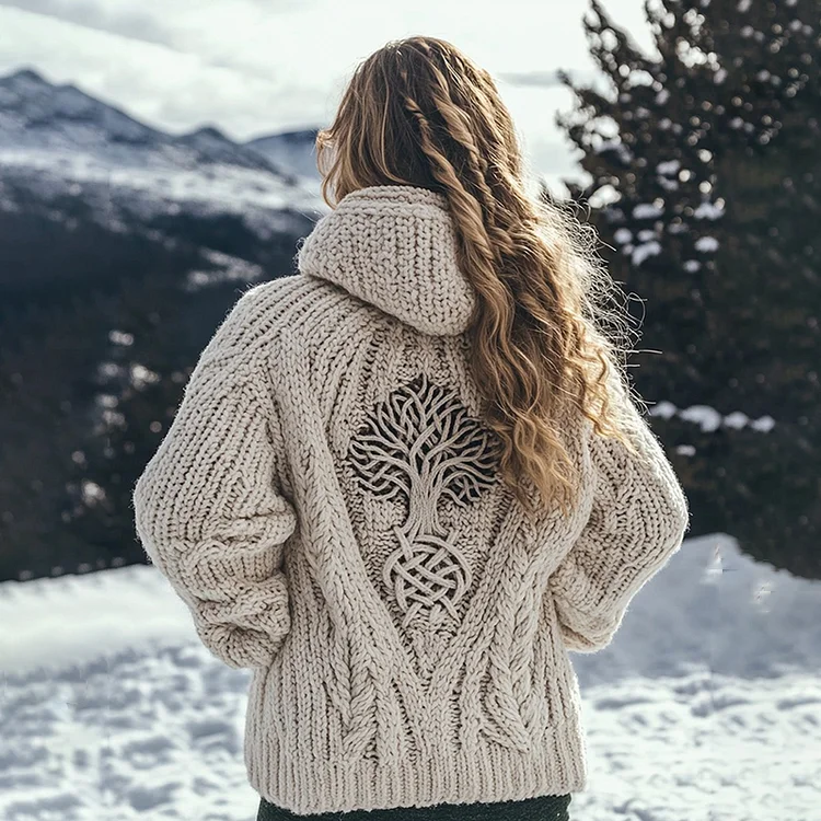 Women's Viking Tribal Tree Of Life Celtic Knot Hooded Sweater