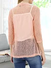 Vibrant V-Neck Crochet Cardigan - Elegant 3/4 Sleeve Mesh Slim Fit, Breathable, Casual, Comfortable, Women's Fashion Clothing for Daily Wear