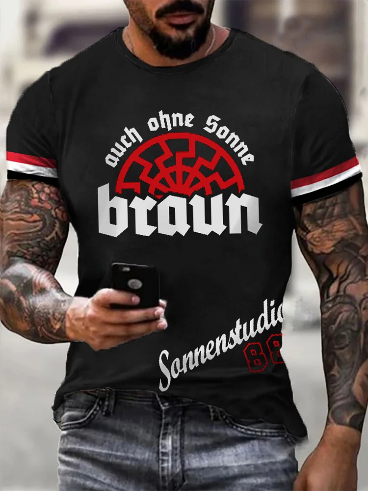 Männer Sonnen braun  Auch ohne Sonne braun bedrucktes Kurzarm-T-Shirt