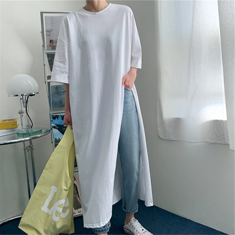 Loose Solid Color Long T-shirt