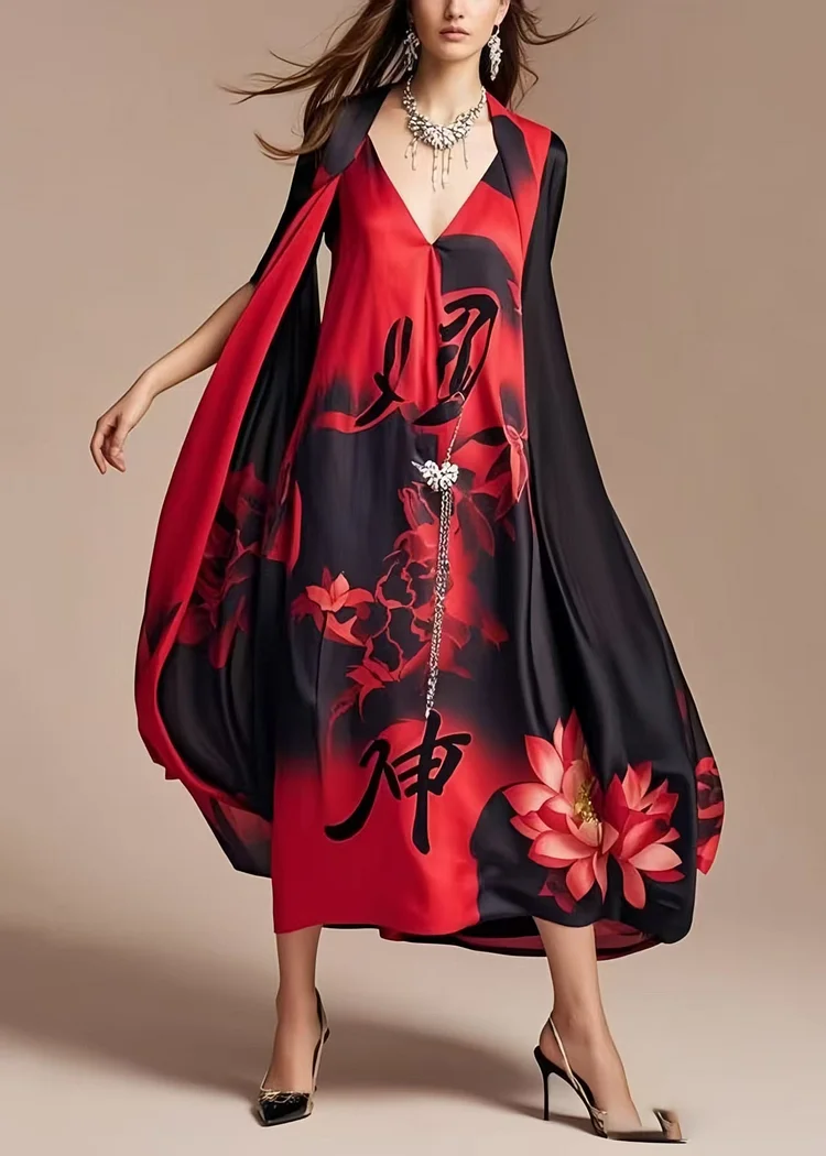 DIY Oversized Tie Dye Silk Fake Two Piece Dresses Summer