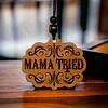 Personalized Car Air Freshener, Wood Diffuser and Fragrance Oil Set, Custom Message, Rearview Mirror Charm, Mama Tried Auto Accessory for Men or Women (Orange Citrus)