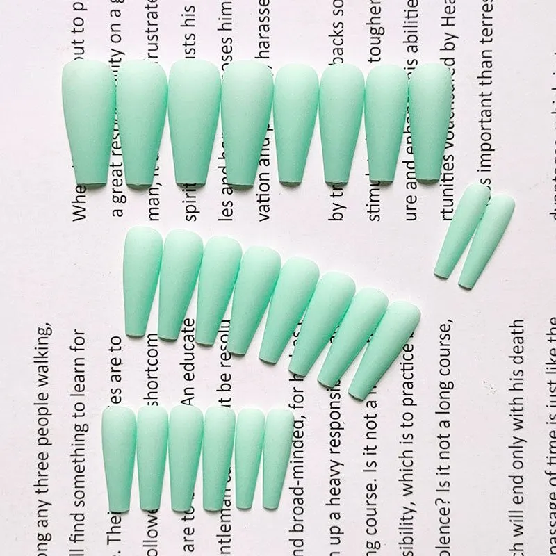 24pcs/Set False Nails with Glue Extra Long White Star Ballerina Nail Decoration Art Tips Fingernail DIY Coffin Press On Nails-Nail Inspo
