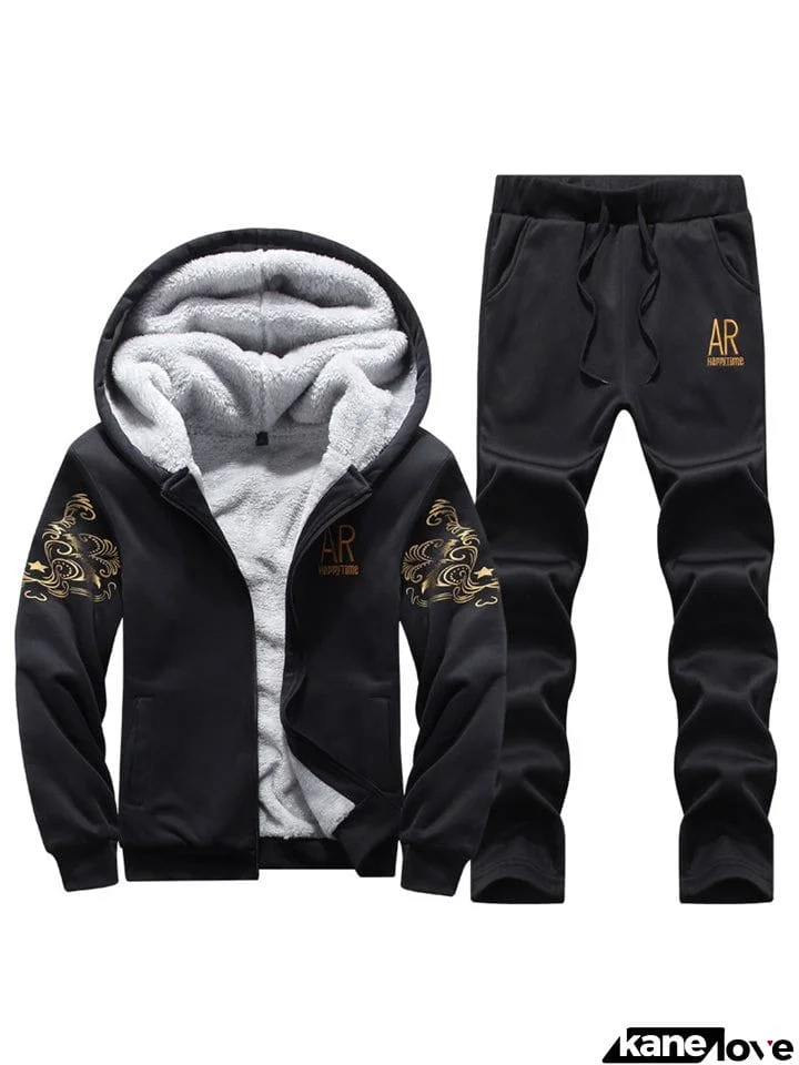 Velvet Casual Large Size Sports Suit for Men