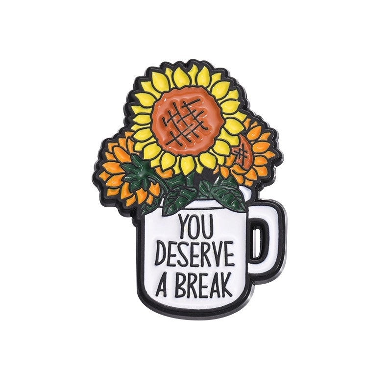 Cartoon Style Pin Sunflower Butterfly Alloy Stoving Varnish Unisex Brooches