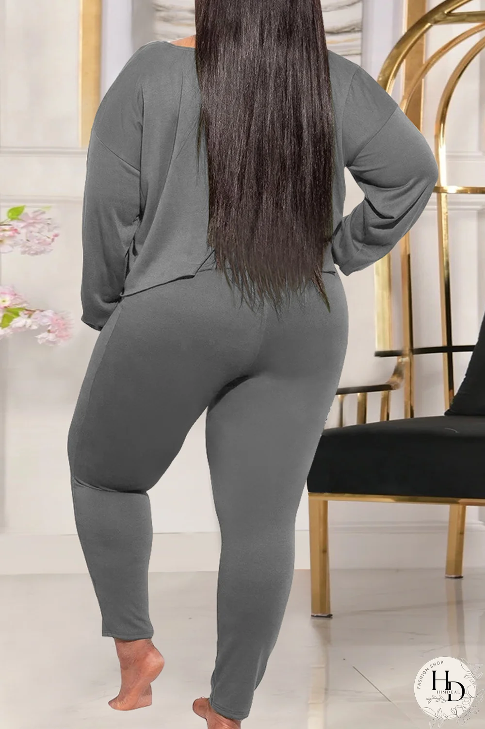 Yellow Casual Solid Split Joint O Neck Plus Size Two Pieces