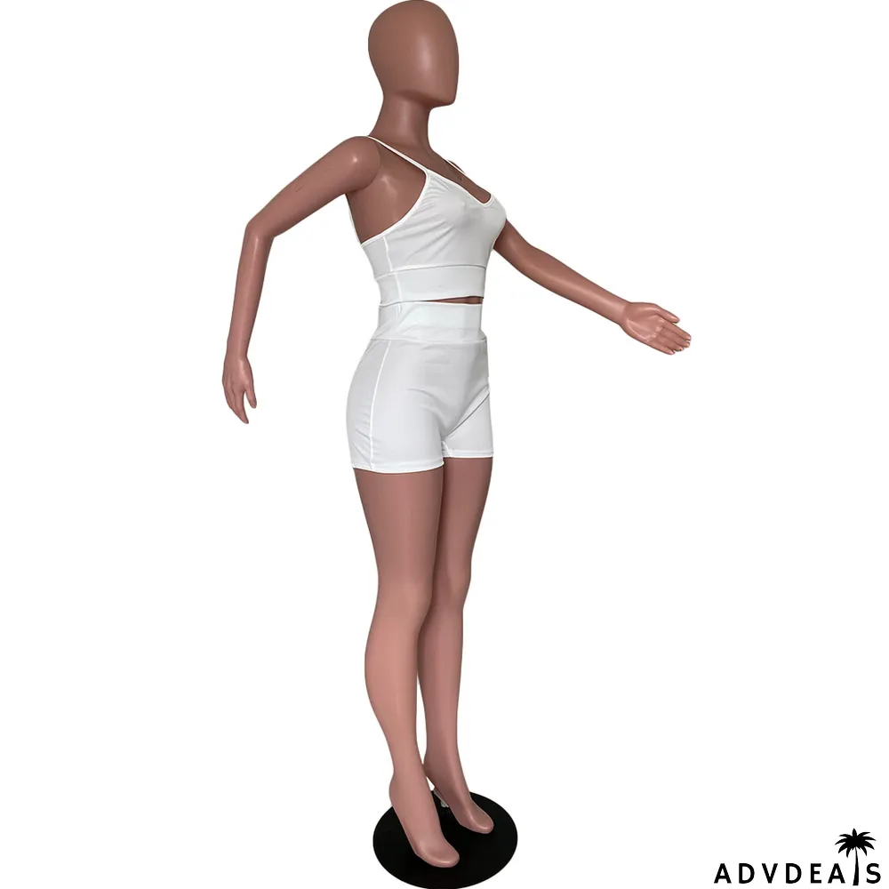 Solid Cami Top And Short Two Piece Sets