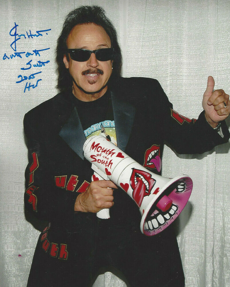 WWF Manager Jimmy Hart autographed 8x10  Photo Poster painting holding megaphone  HOF added **