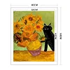 Van Gogh Sunflowers And Black Cat - 11CT Stamped Cross Stitch - 40*50cm