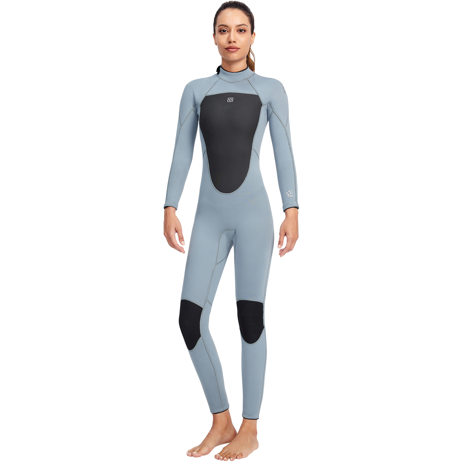 

3mm Neoprene Wetsuits Women Back Zipper Full Diving Suits, Black, 501 Original