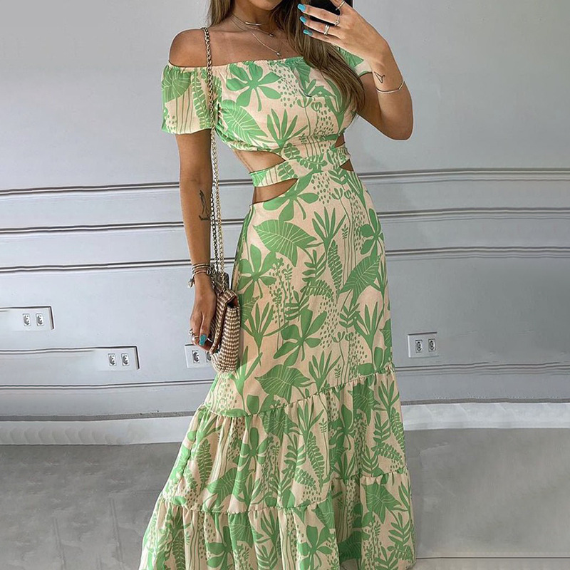  thdmladies Almost Like Paradise Green Tropical Print Maxi Dress thedmladies