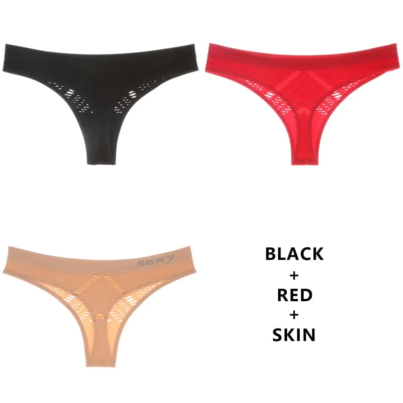 Meet'r 3Pcs/Lot Hollow Out Lingerie Europe Seamless Sexy Panties Women Temptation Underwear Mid-waist G String Drop Shipping