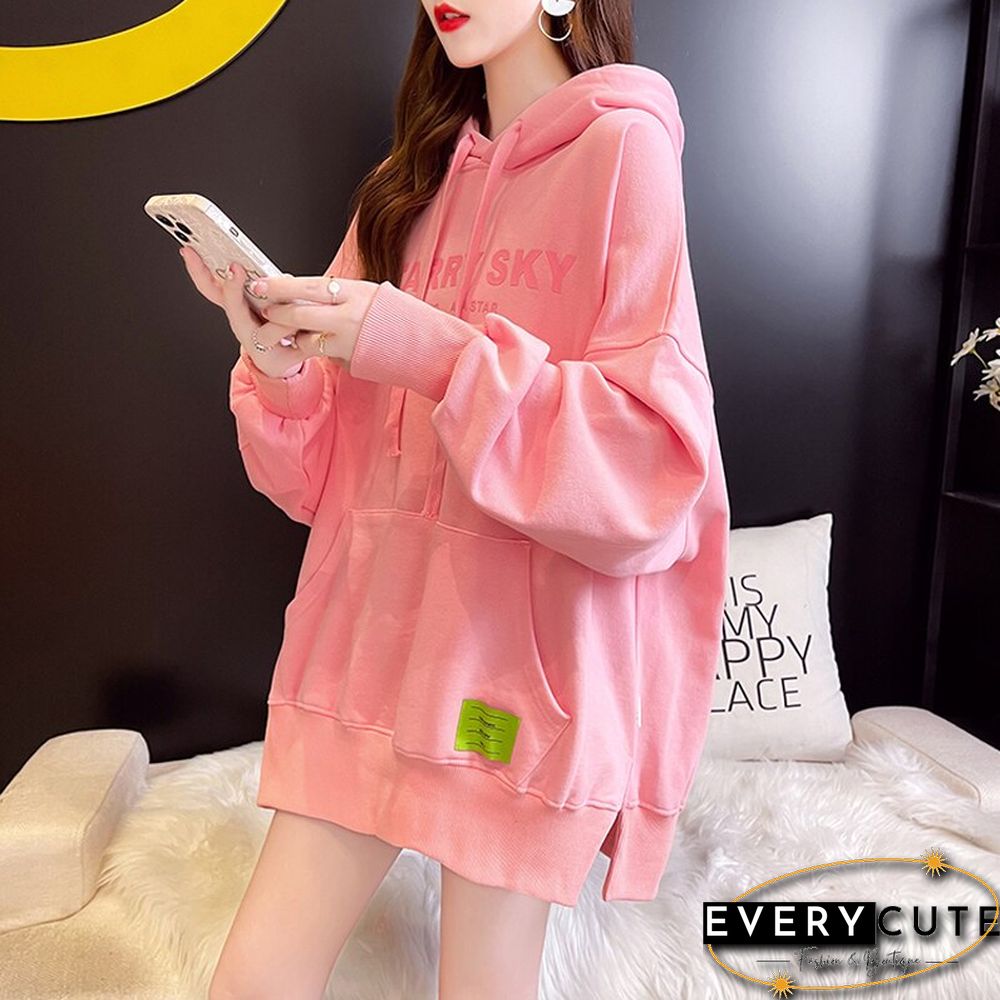 Spring Autumn Korean Fashion Letter Hoodies Women Loose Casual Pocket Print Sweatshirts Long Sleeves Pullover Streetwear New2022