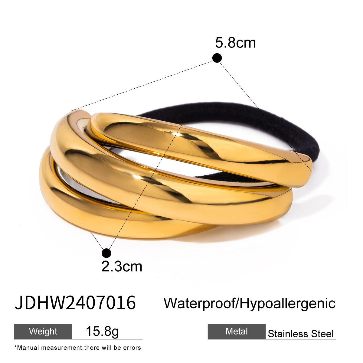 IG Style Ellipse Stainless Steel Electroplating Hair Ties