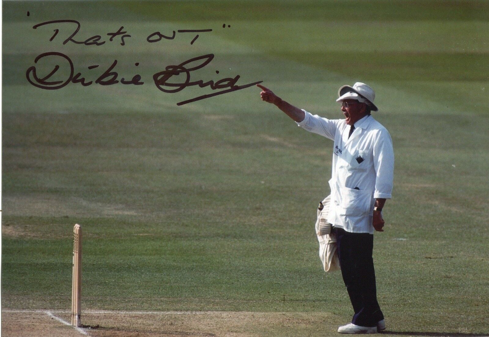 Cricket Umpire Dickie Bird signed last test v India Photo Poster painting UACC DEALER SIGNING