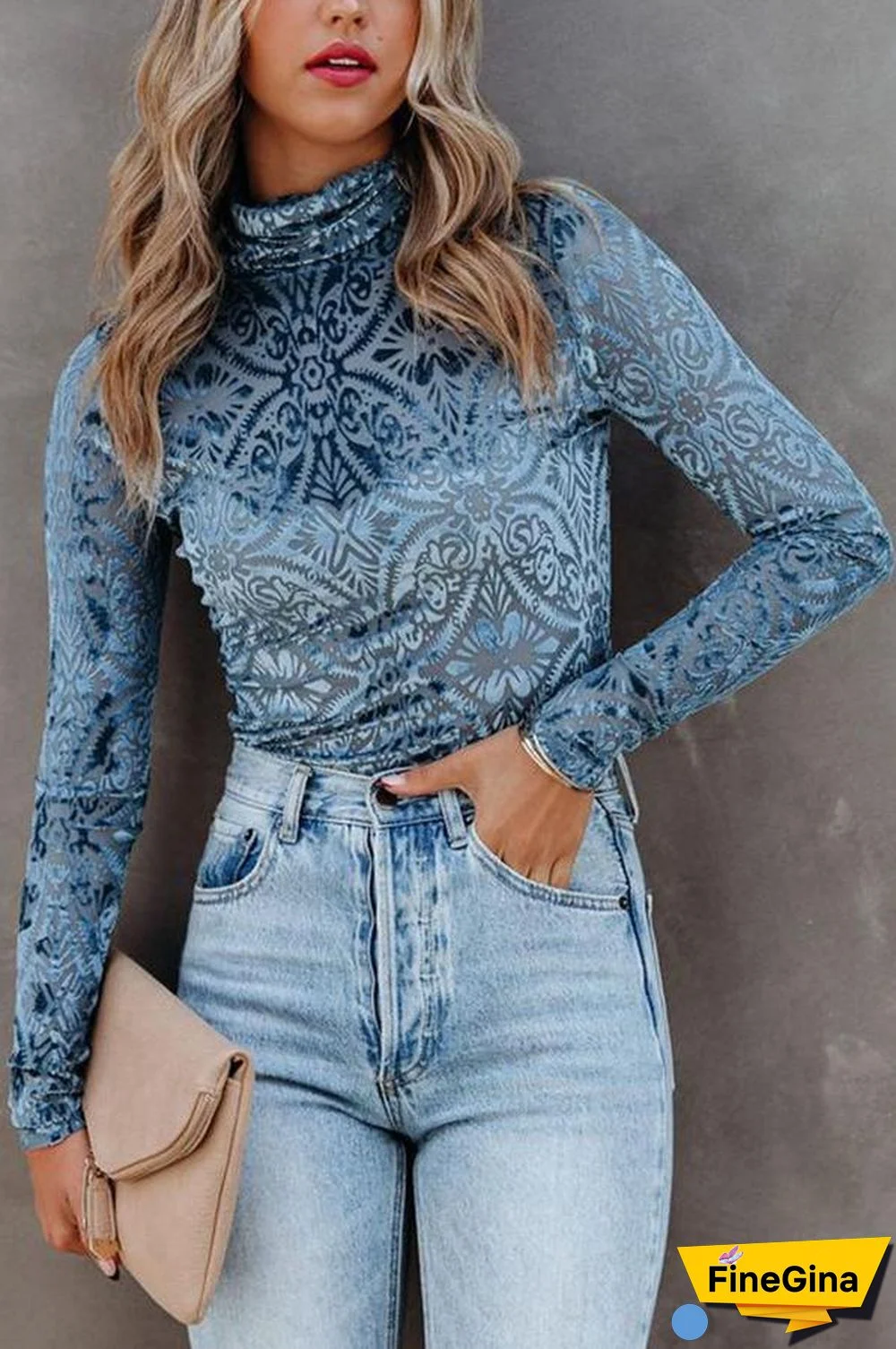 Velvet Burnout Turtleneck Top