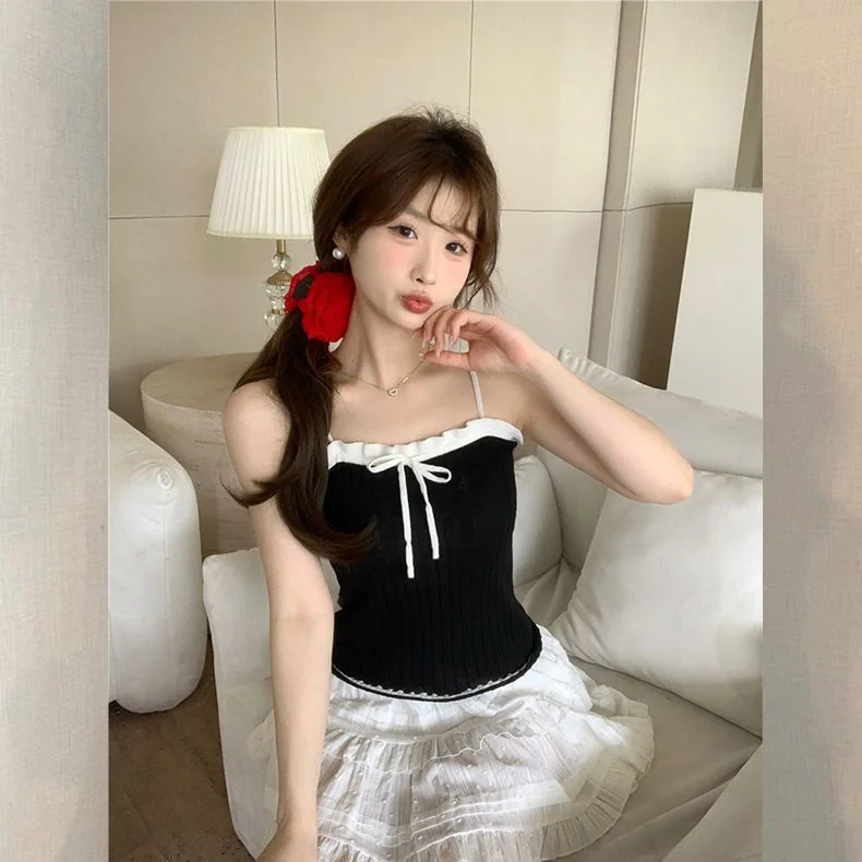 Uveng Uveng Hottie Sexy Small Small Wooden Ear In The Summer New Korean Version Of The Short Knit Shirt