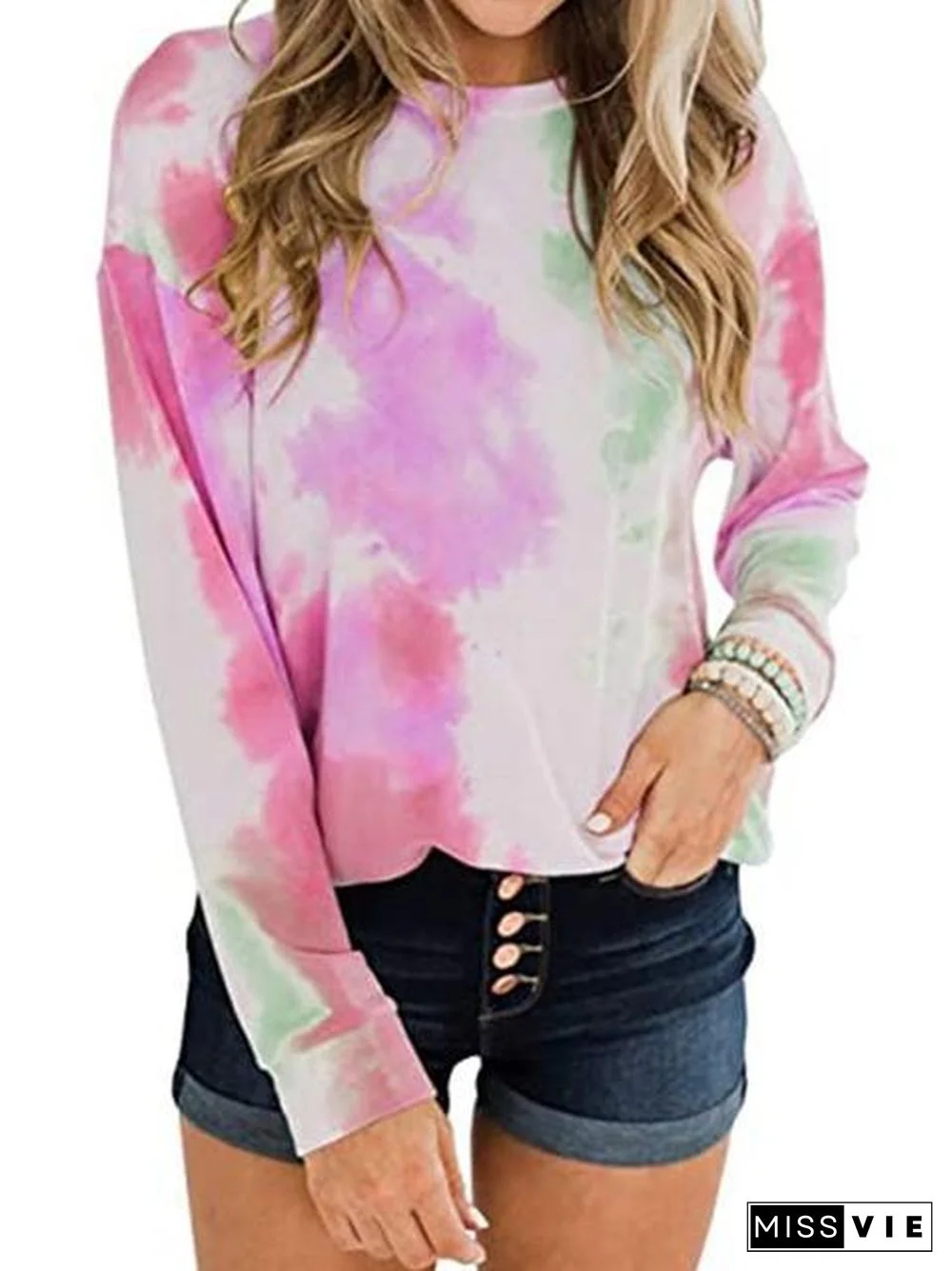 Casual Tie-dye Print Thick Sweater