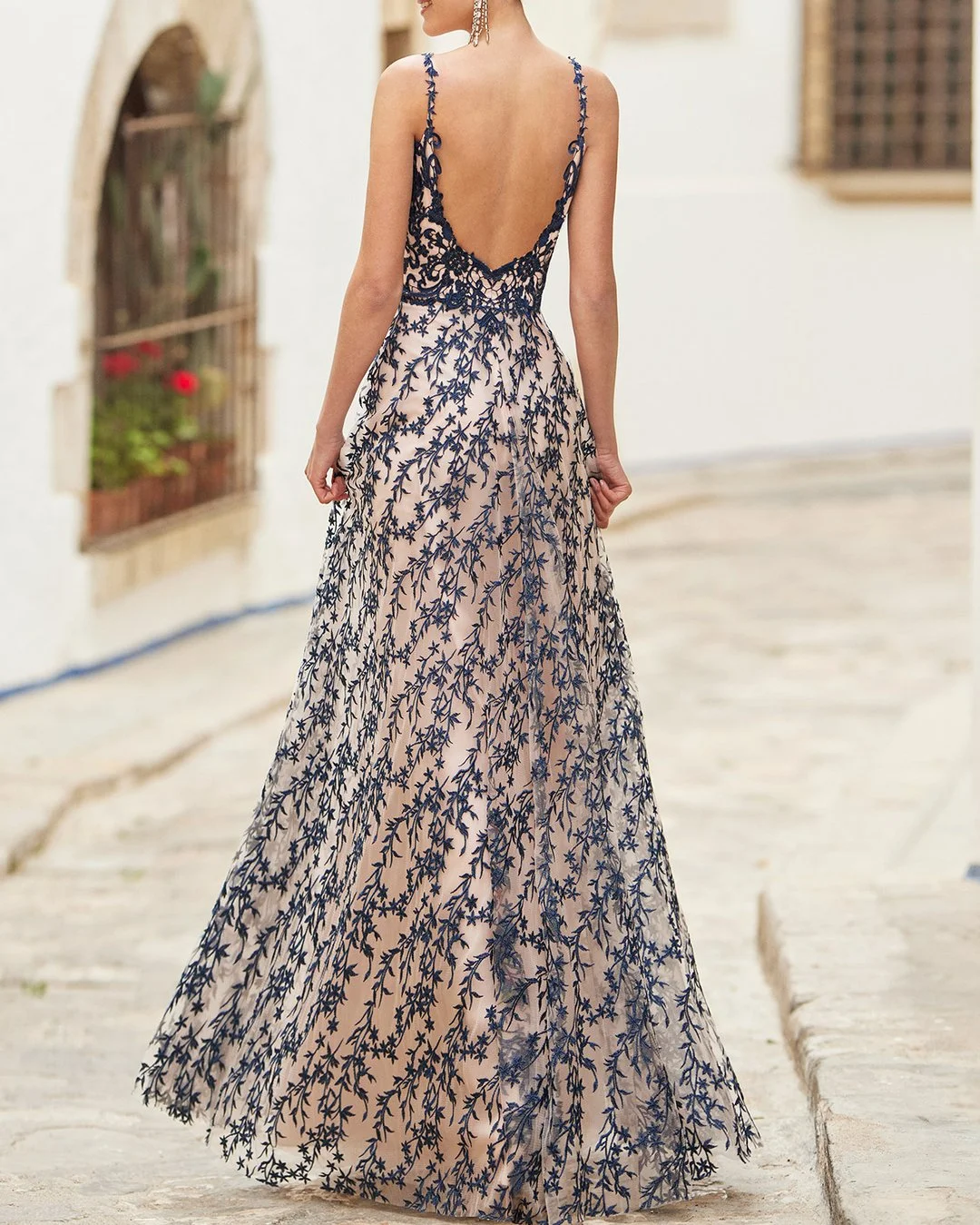 Embroidered mesh lace maxi dress Gown