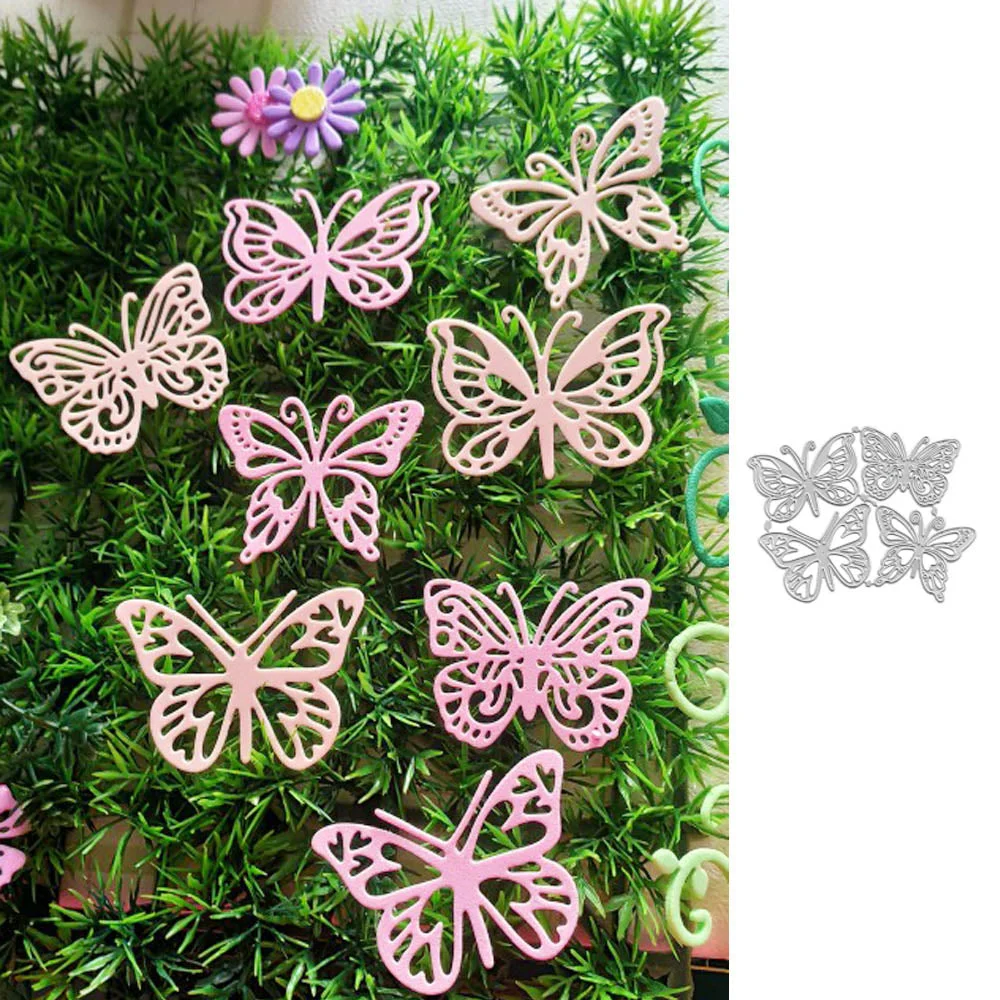 4Pcs Cute Butterflies Metal Dies Cut Template for Embossing DIY Scrapbooking Paper Album Gift Card Making New Dies Scrapbooking