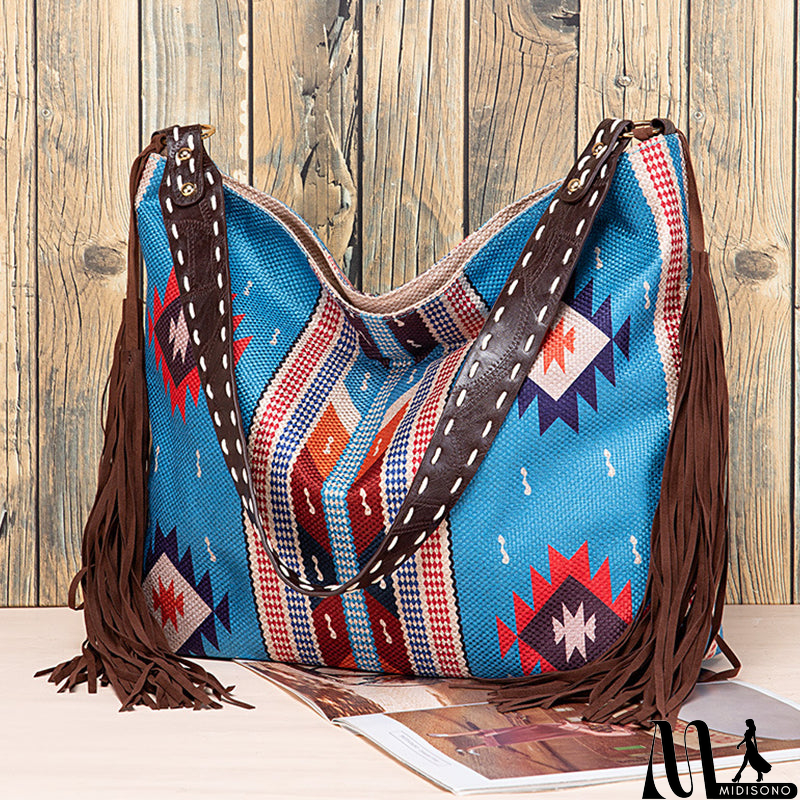 MidiSono - Casual College Color Block Tassel Bags