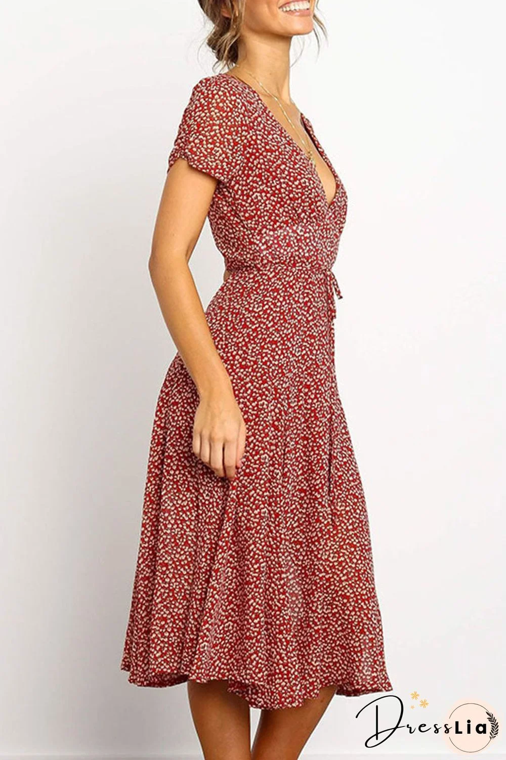 Fashion Sweet Split Joint V Neck A Line Dresses