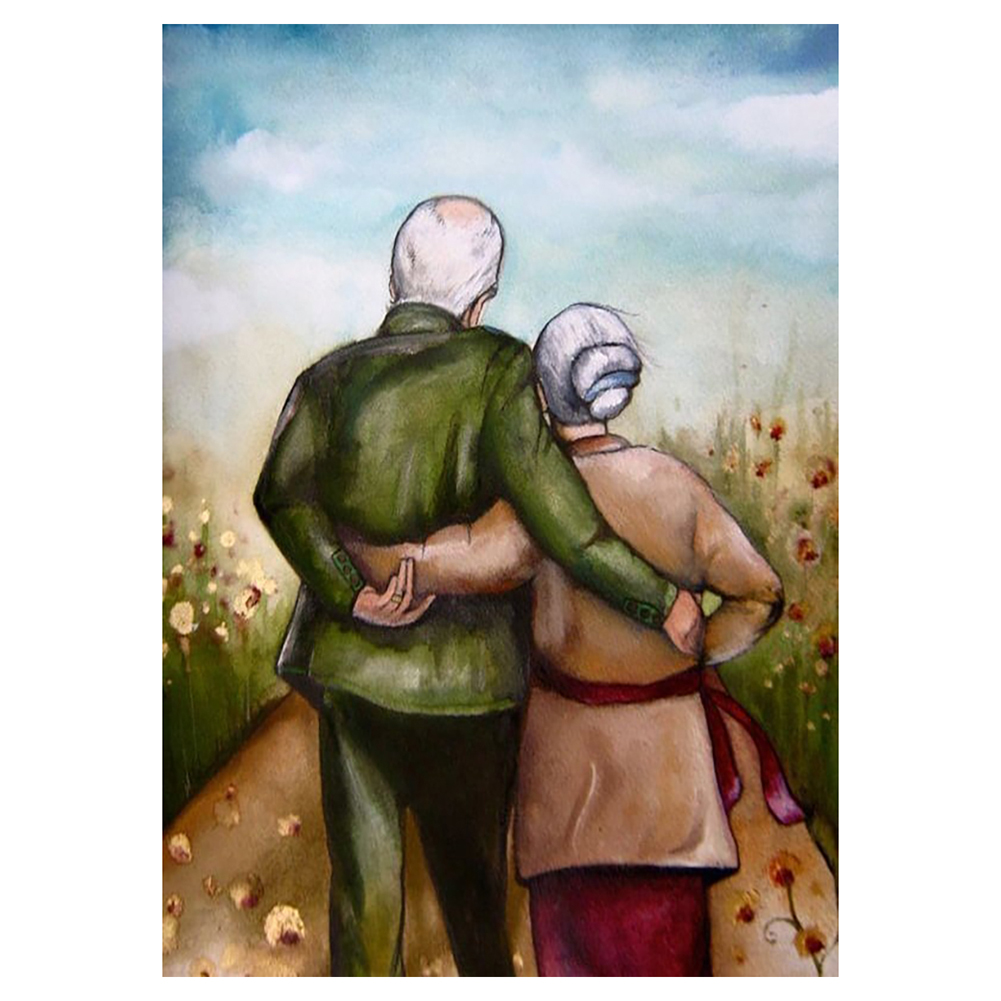 

30*40CM-The Back of Grandparents-Round Drill Diamond Painting, 501 Original
