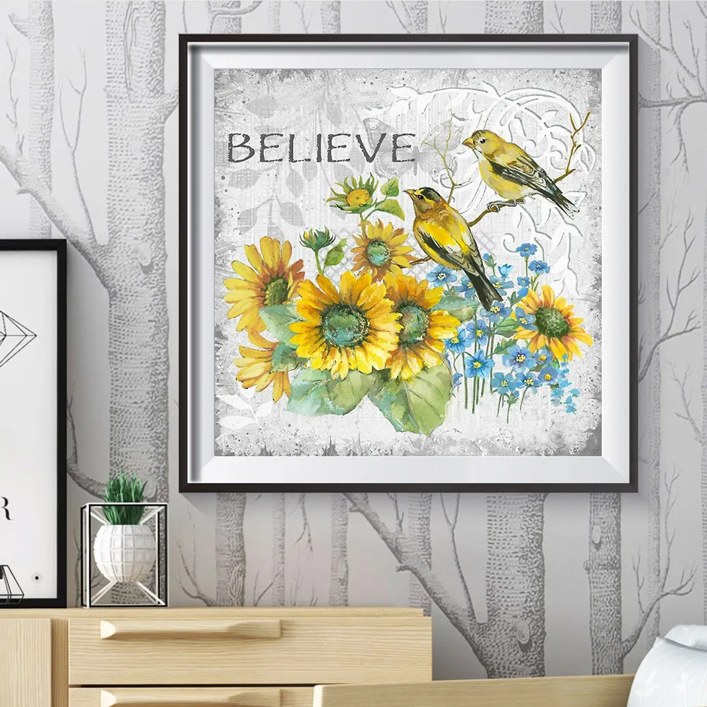 Full Round Diamond Painting 30*30cm - Flowers And Birds
