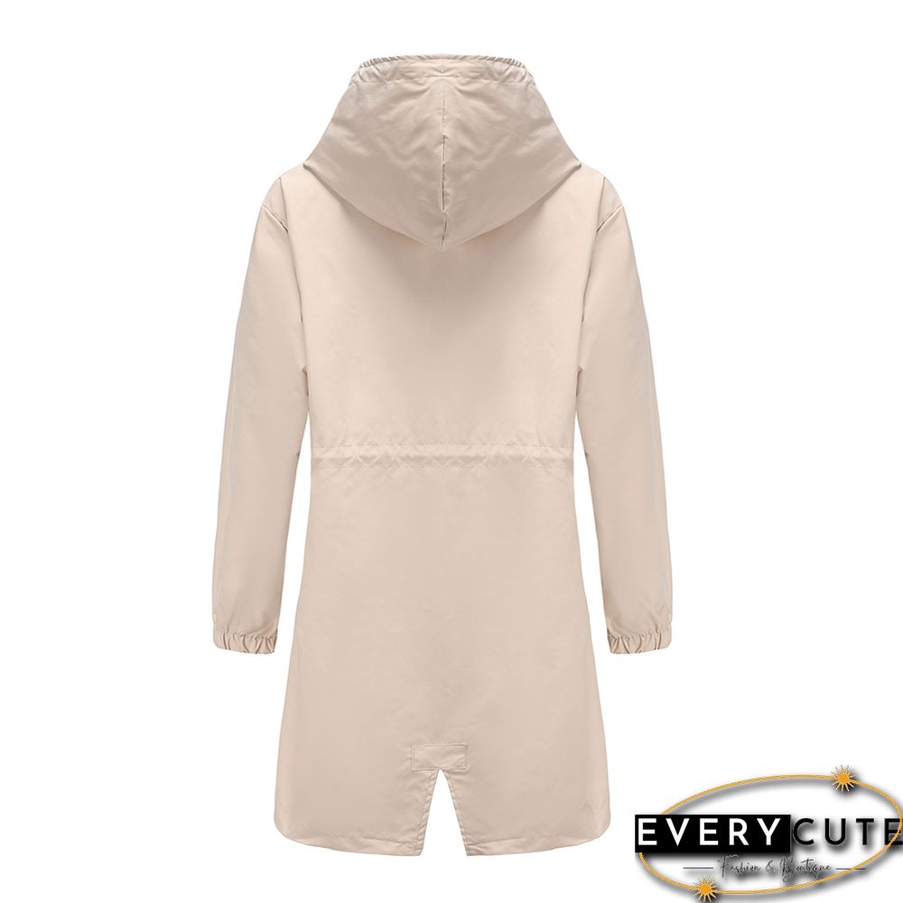 Khaki Weatherproof Hooded Outdoor Rainproof Coat