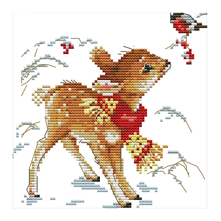 Joy Sunday Little Deer 14CT Stamped Cross Stitch 19*19CM
