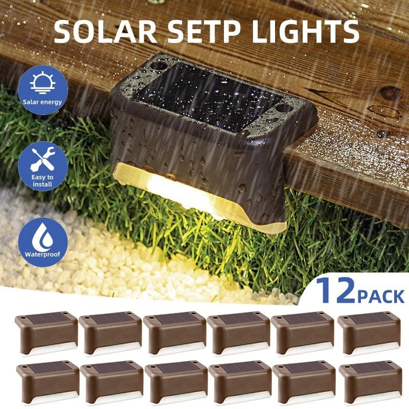 Outdoor Solar Deck Lights IP65 Waterproof Solar Lights for Stairs Step Fence Yard Patio and Pathway、、sdecorshop