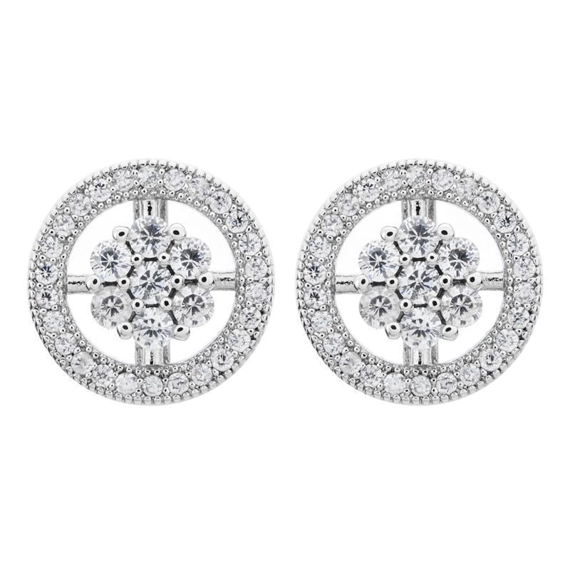 1 Pair Minimalist Flower Plating Inlay Copper Zircon White Gold Plated Ear Studs