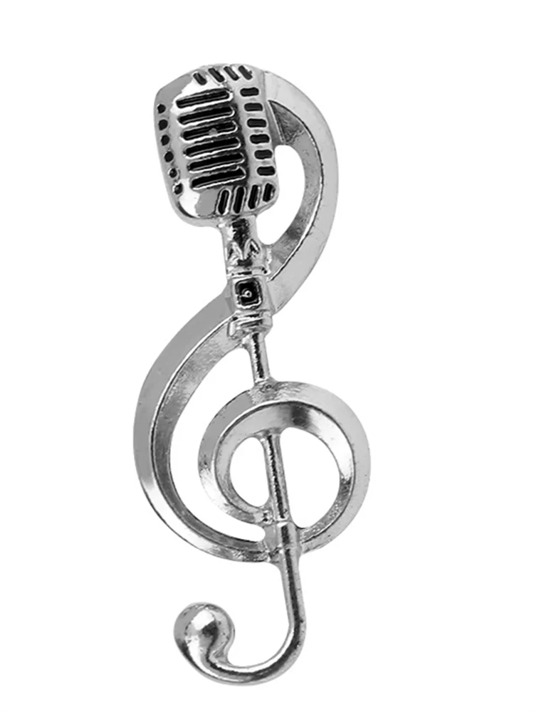 Microphone Inspired Treble Clef Brooch