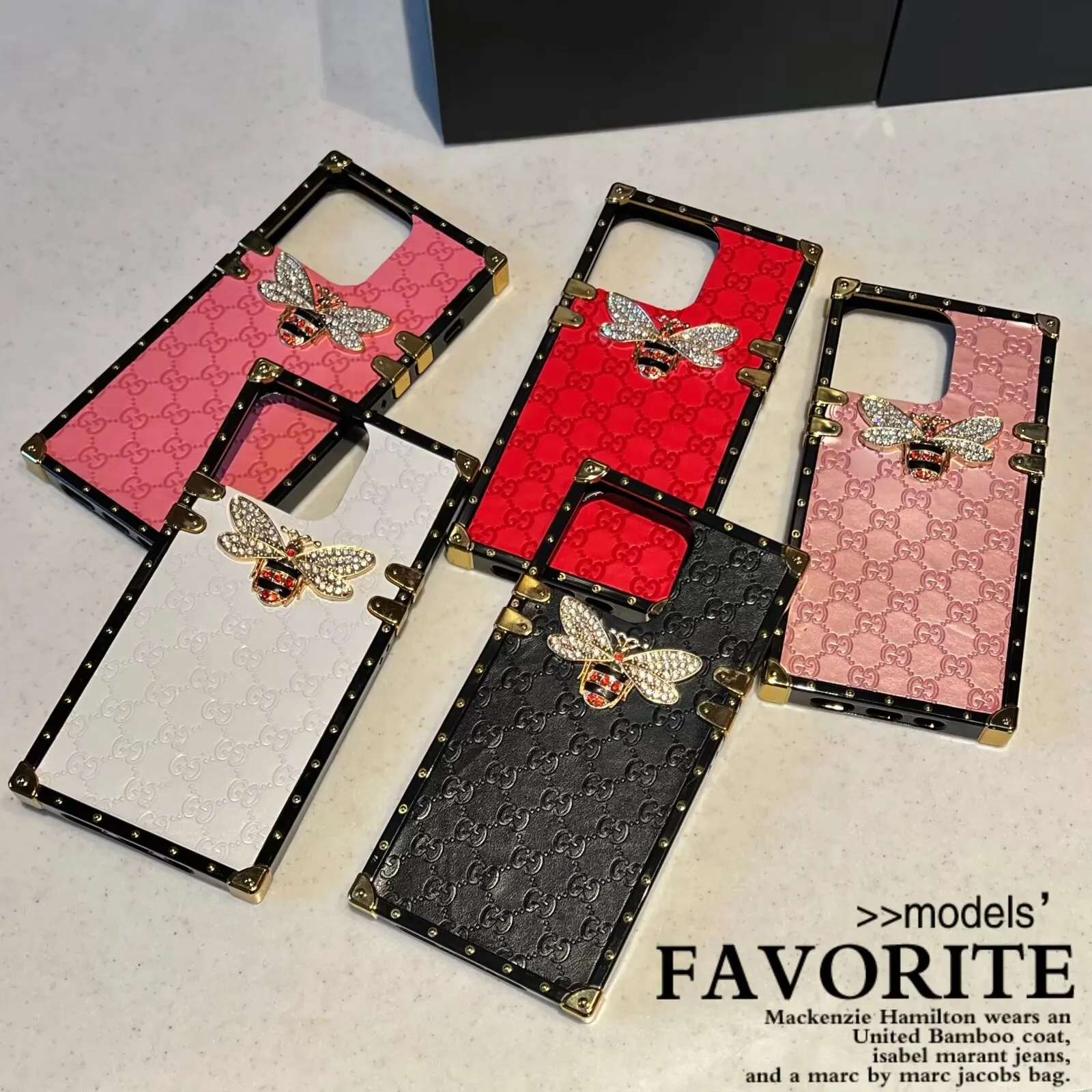 Gucci Fashion Catwalk Bee Diamond Logo Ophidia GG Embossed Apple iPhone Case