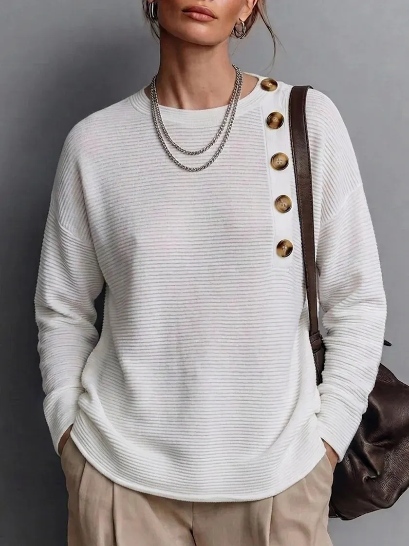 Women Ribbed Knit Long Sleeve Top