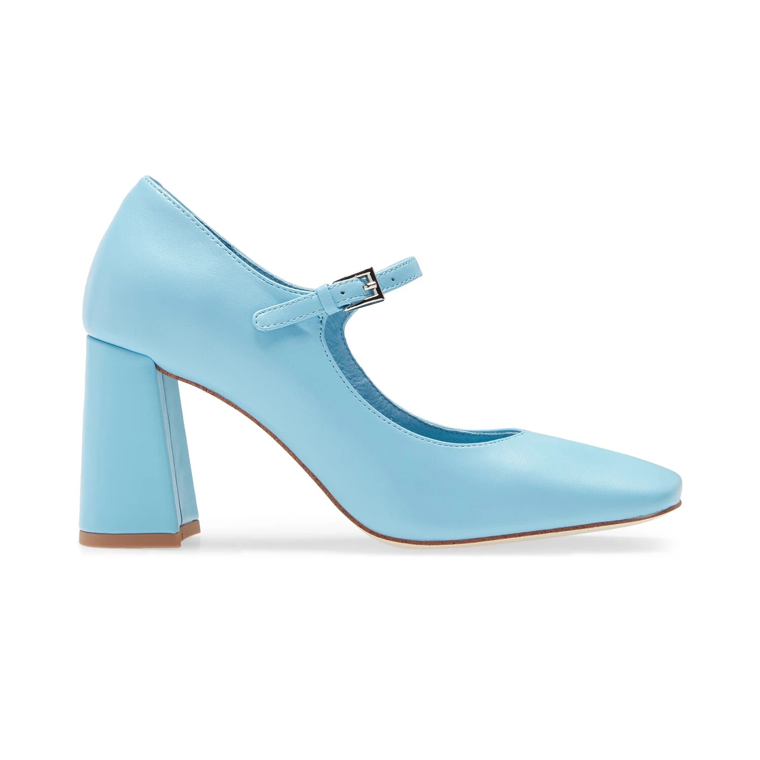 TAAFO Green High Chunky Heels Women's Pumps Square Toe Buckle Strap Mary Janes Ladies Dress Party Shoes 