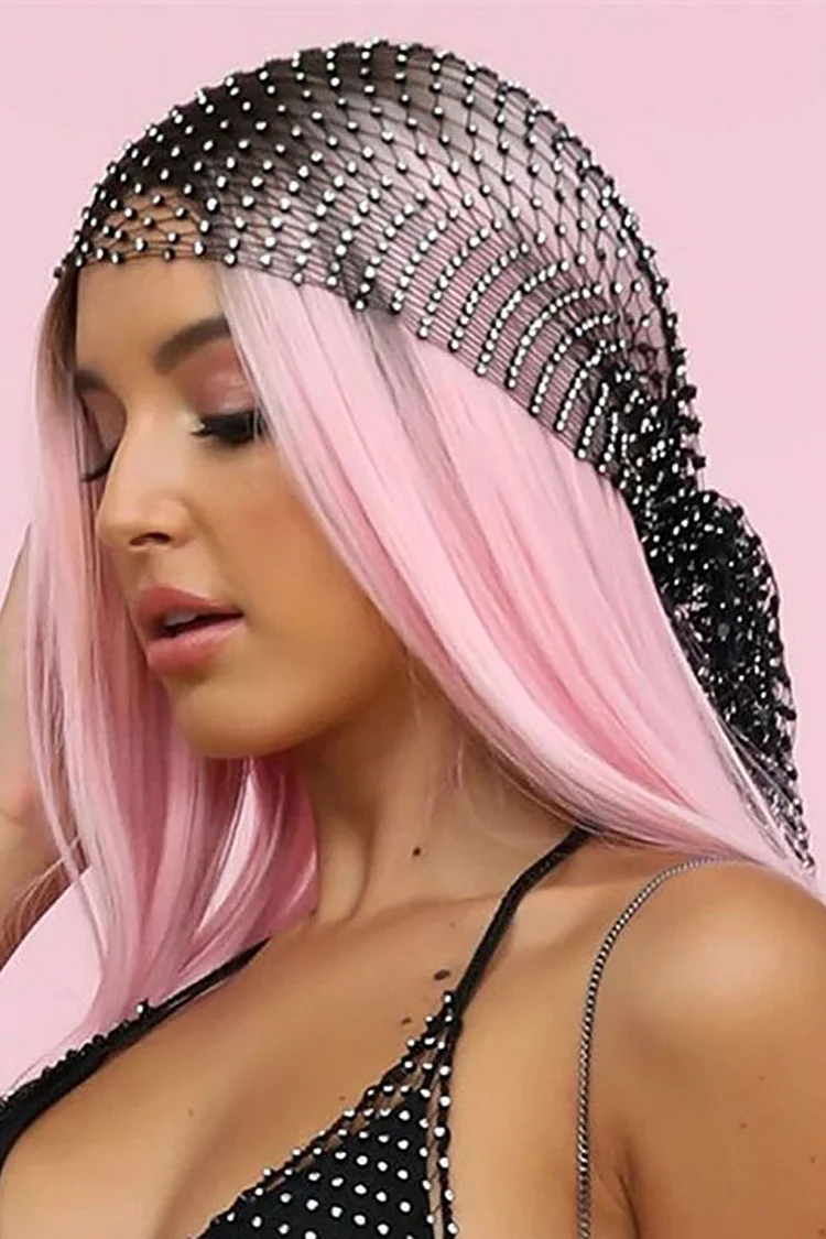 Rhinestone Mesh Turban Elastic Party Headpiece