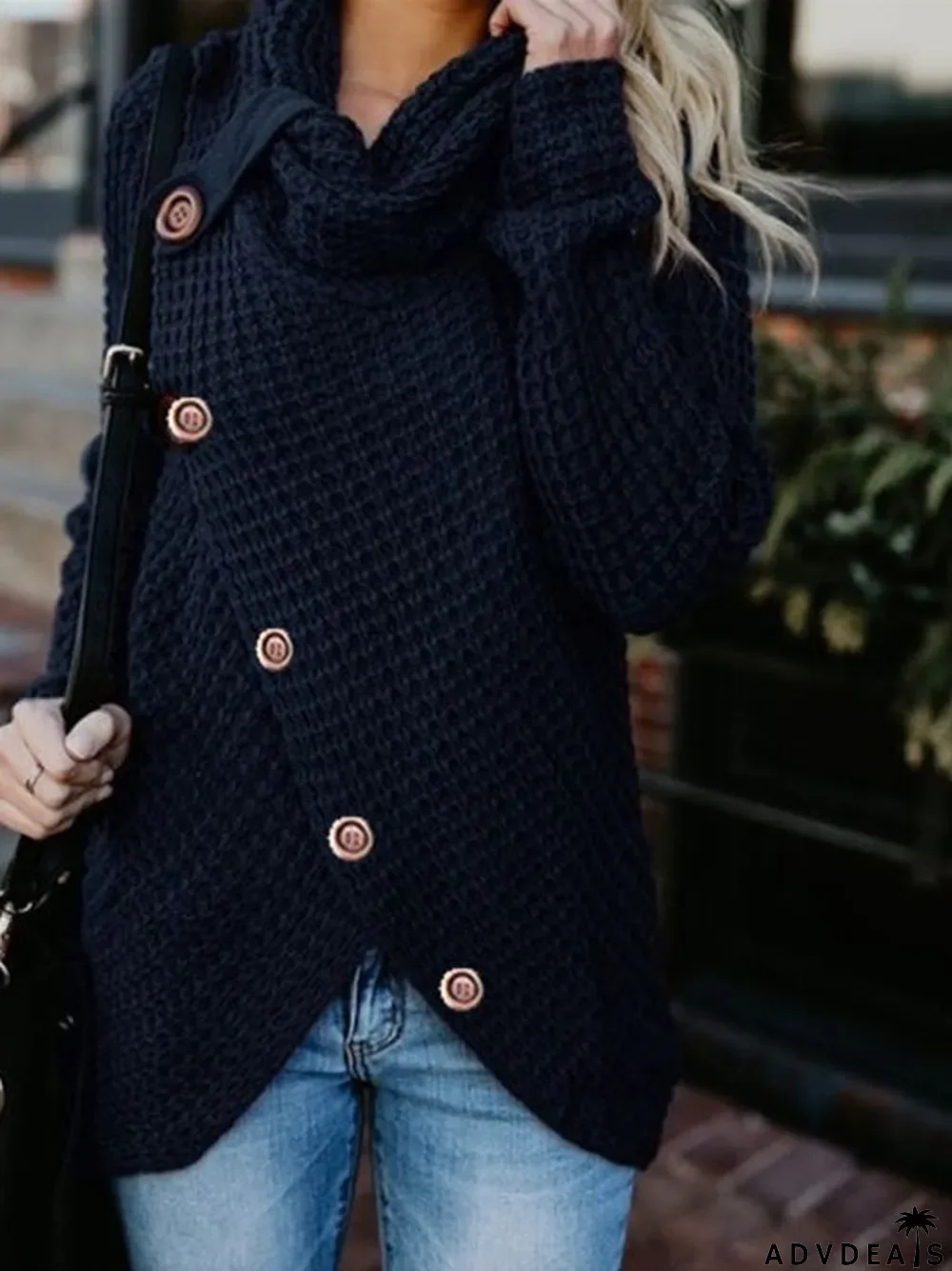 Women's Solid Color Long Sleeve Turtle Neck Tops