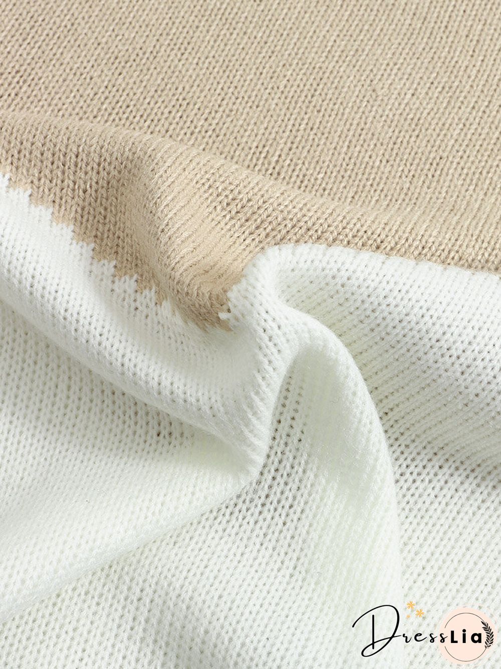 Contrast Color Long Sleeve O-neck Loose Sweater For Women