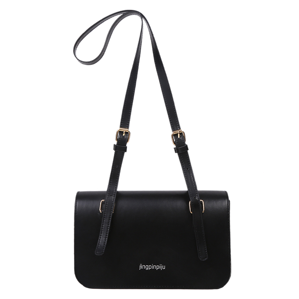 

Retro Shoulder Messenger Bags Flap PU Leather Casual Solid Handbags, Black, 501 Original