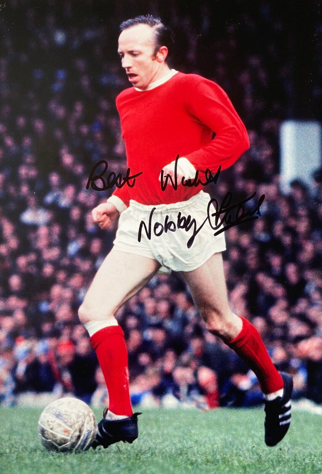 Nobby Stiles Hand Signed Manchester United 12x8 Photo Poster painting, England, Exact Proof