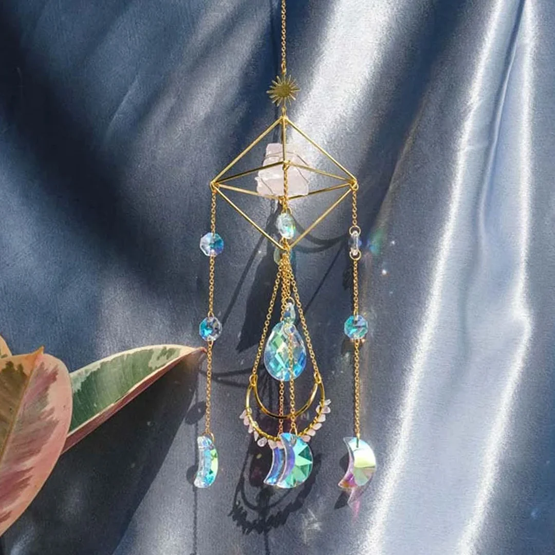 Crystal sun catcher hanging aurora gemstone crystal prism rainbow maker