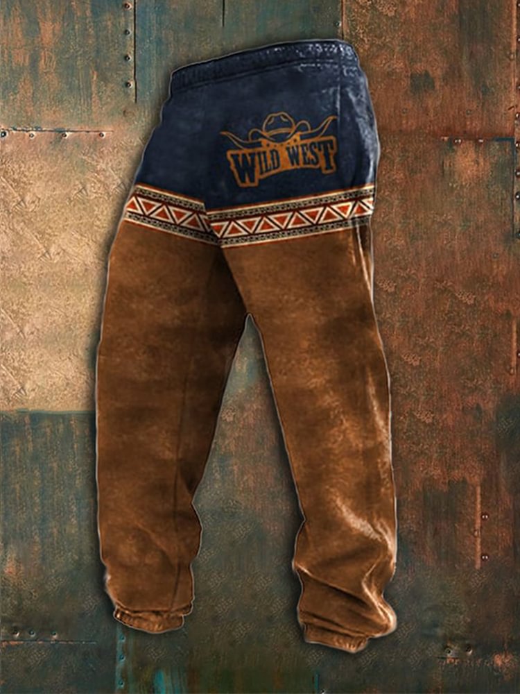 Western Wild West Contrast Color Casual Pants